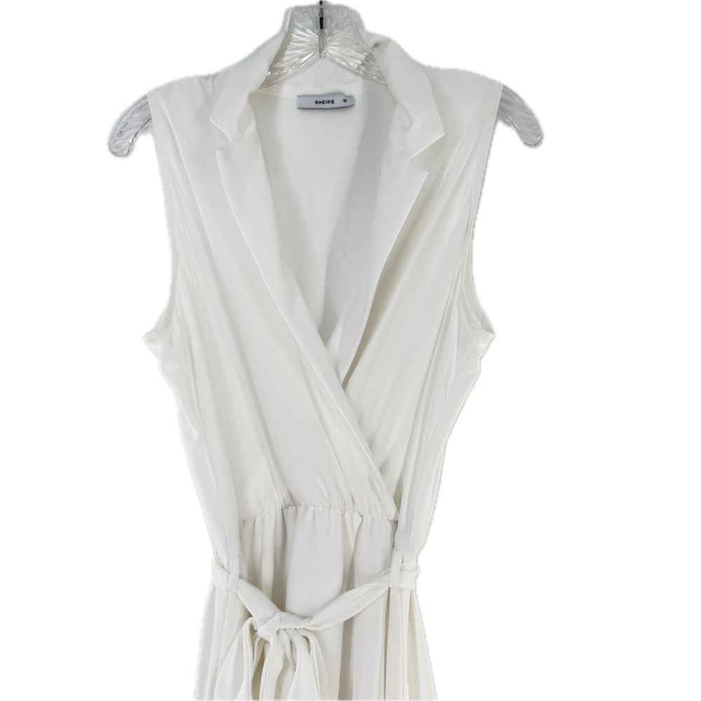 Sheike Australia White Sheer Faux Wrap Sleeveless Midi Dress Size AU 12, US 8 - Picture 10 of 16
